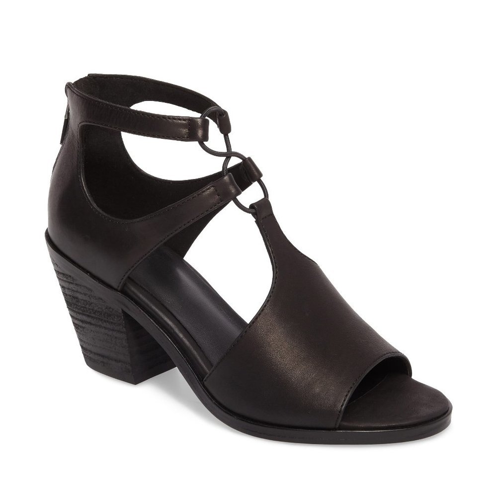 EILEEN FISHER Lou Block Heel Sandal Shoes Zip Back
